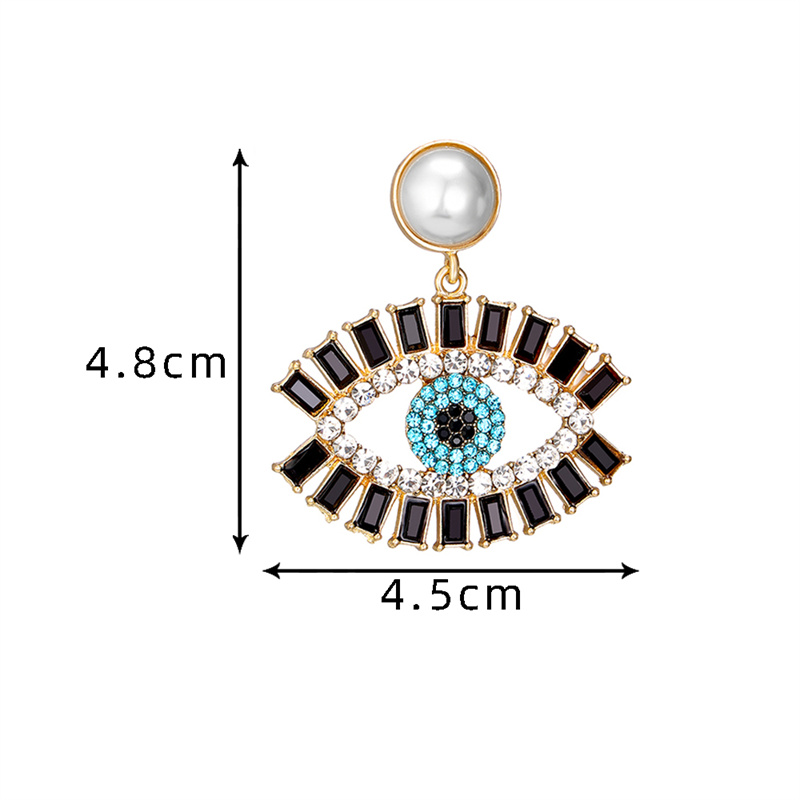 1 Pair Classical Vintage Style Exaggerated Devil's Eye Plating Inlay Alloy Pearl Zircon Drop Earrings display picture 17