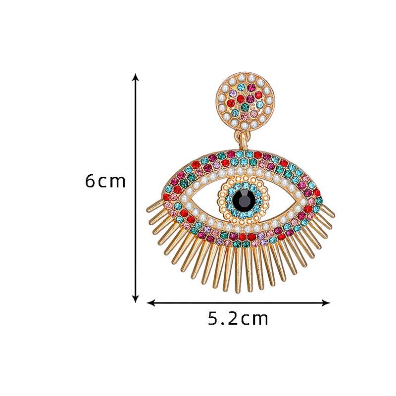 1 Pair Classical Vintage Style Exaggerated Devil's Eye Plating Inlay Alloy Pearl Zircon Drop Earrings display picture 21