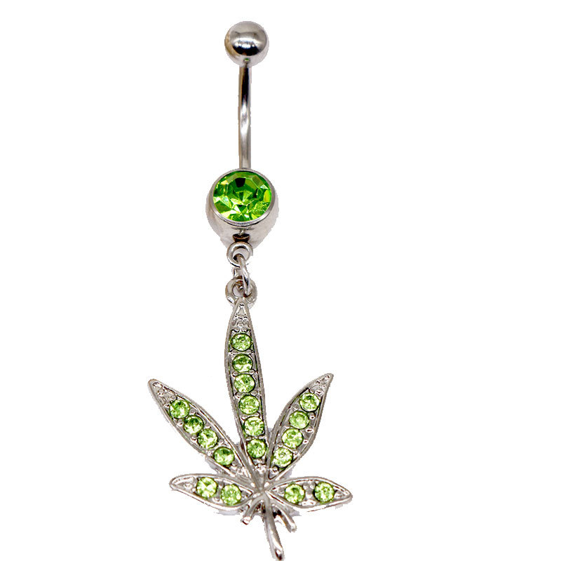 Elegant Beach Maple Leaf Coconut Tree Stainless Steel Alloy Copper Plating Inlay Rhinestones White Gold Plated Belly Ring display picture 1