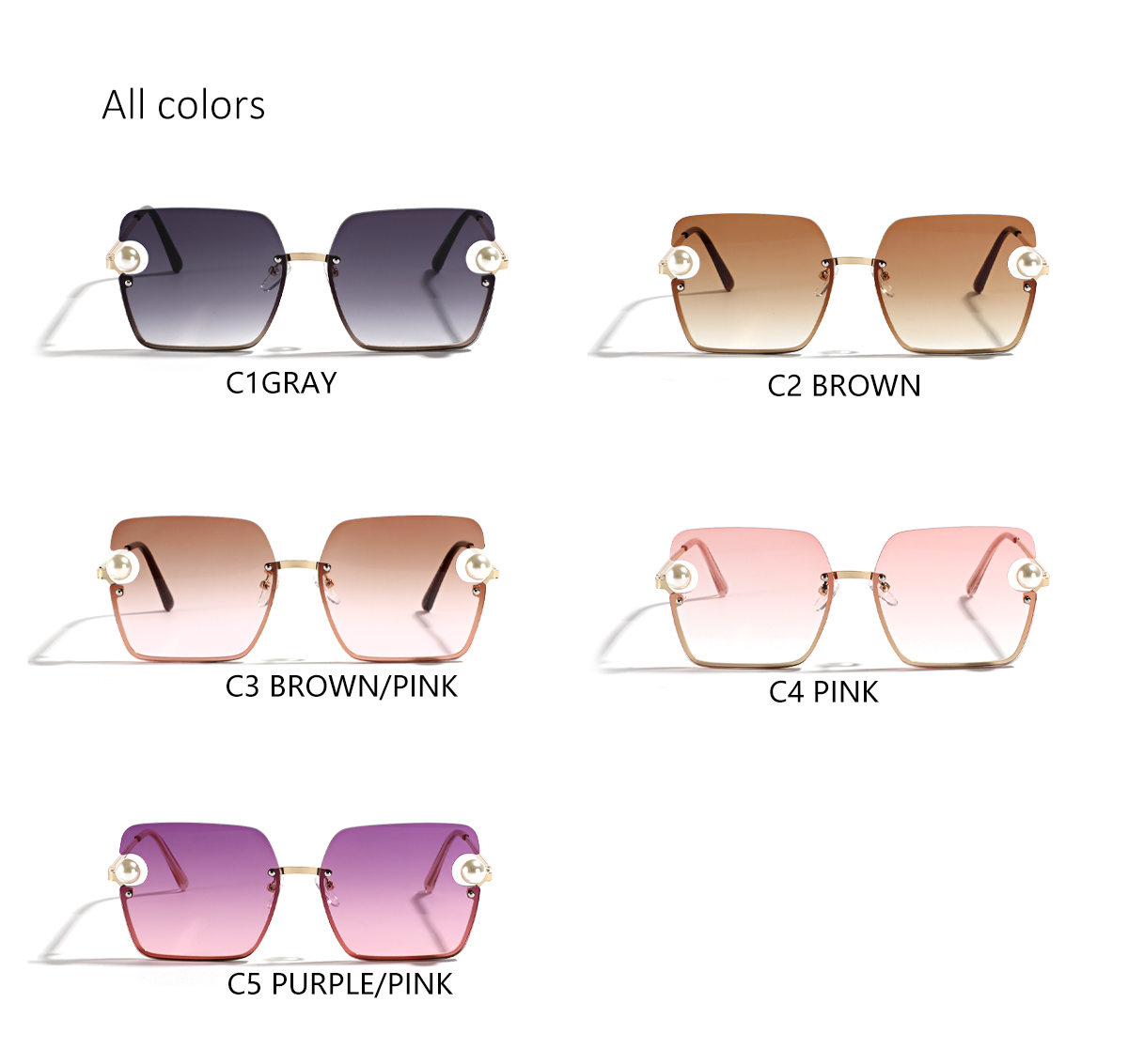 Fashion Punk Streetwear Gradient Color Pc Square Half Frame Glasses display picture 1