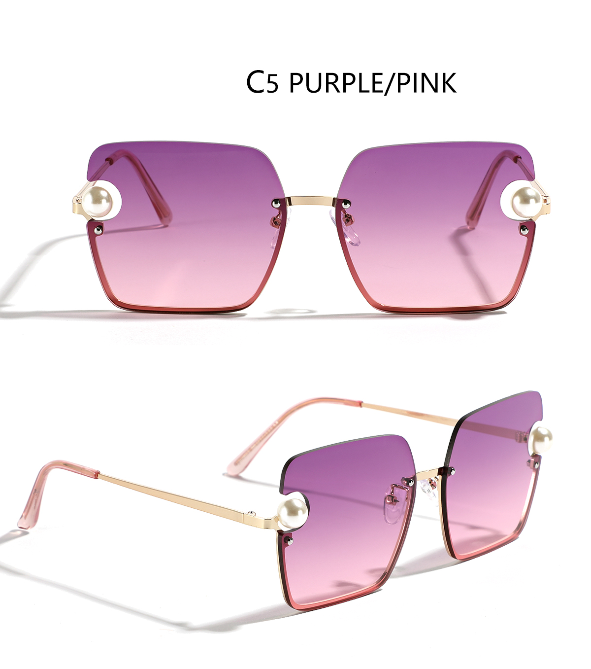 Fashion Punk Streetwear Gradient Color Pc Square Half Frame Glasses display picture 4