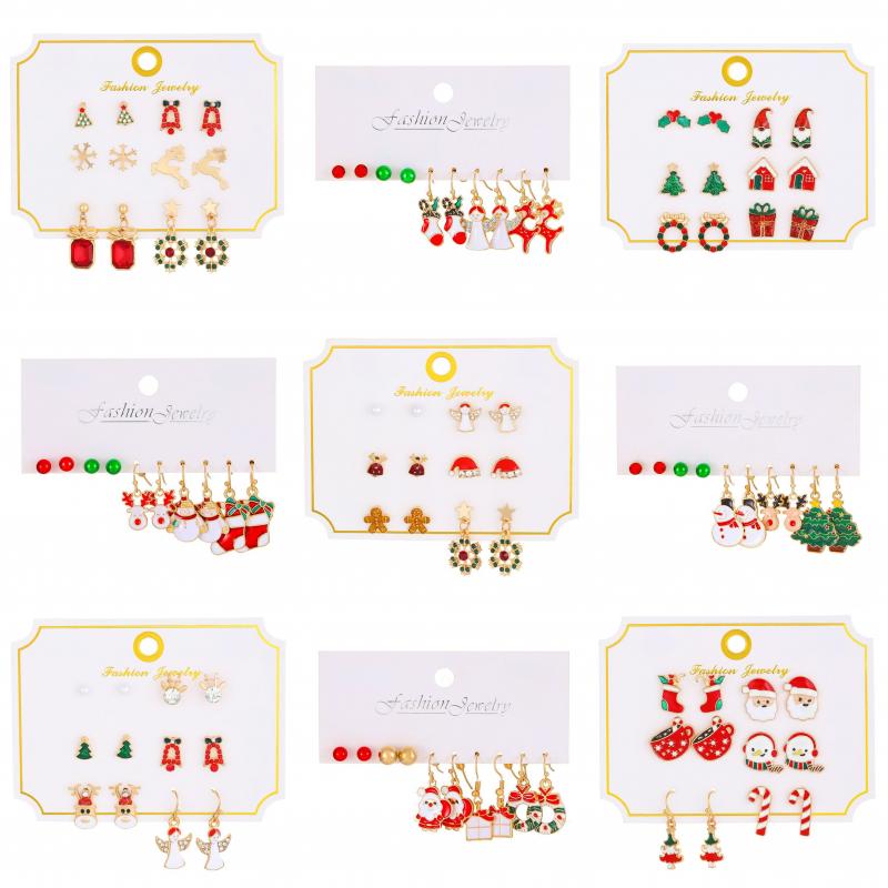 Cartoon Style Cute Classic Style Christmas Tree Santa Claus Bell Alloy Stoving Varnish Plating Inlay Rhinestones Zircon 18k Gold Plated Silver Plated Christmas Women's Jewelry Set display picture 2