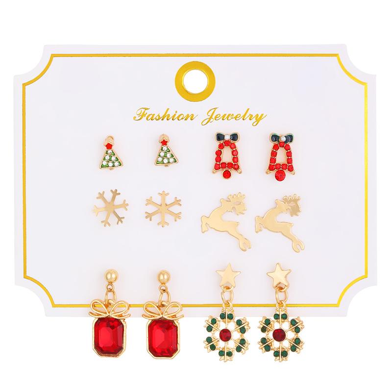 Cartoon Style Cute Classic Style Christmas Tree Santa Claus Bell Alloy Stoving Varnish Plating Inlay Rhinestones Zircon 18k Gold Plated Silver Plated Christmas Women's Jewelry Set display picture 6