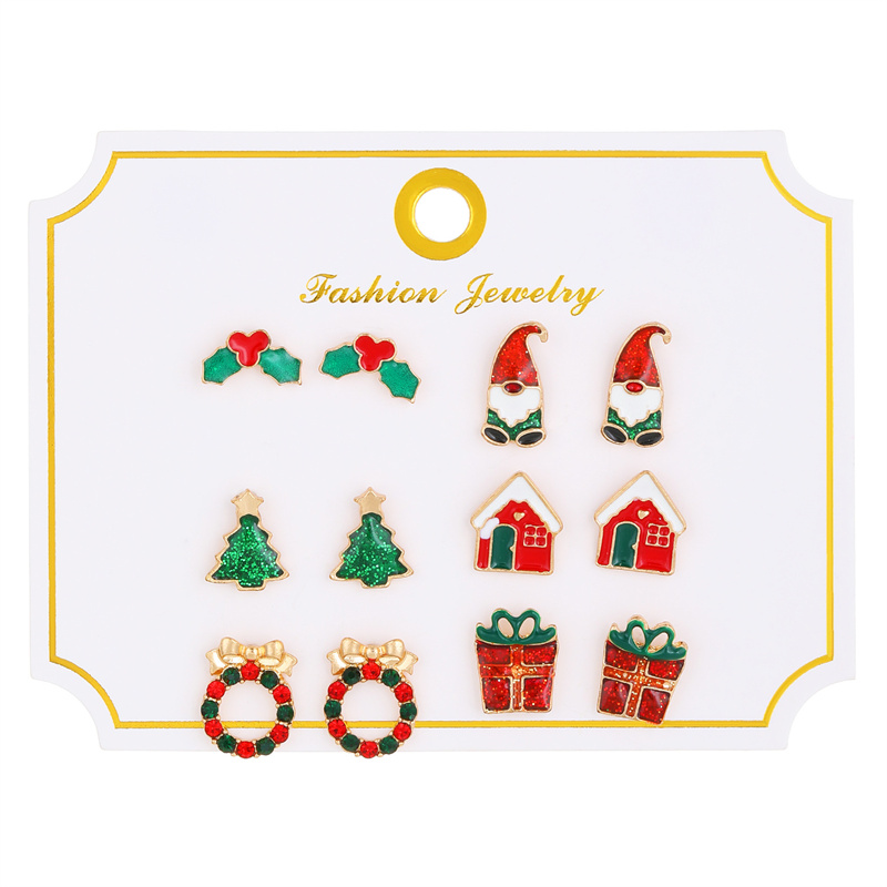 Cartoon Style Cute Classic Style Christmas Tree Santa Claus Bell Alloy Stoving Varnish Plating Inlay Rhinestones Zircon 18k Gold Plated Silver Plated Christmas Women's Jewelry Set display picture 7