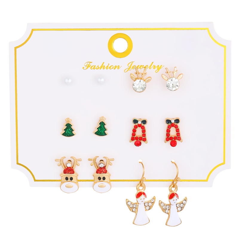 Cartoon Style Cute Classic Style Christmas Tree Santa Claus Bell Alloy Stoving Varnish Plating Inlay Rhinestones Zircon 18k Gold Plated Silver Plated Christmas Women's Jewelry Set display picture 9