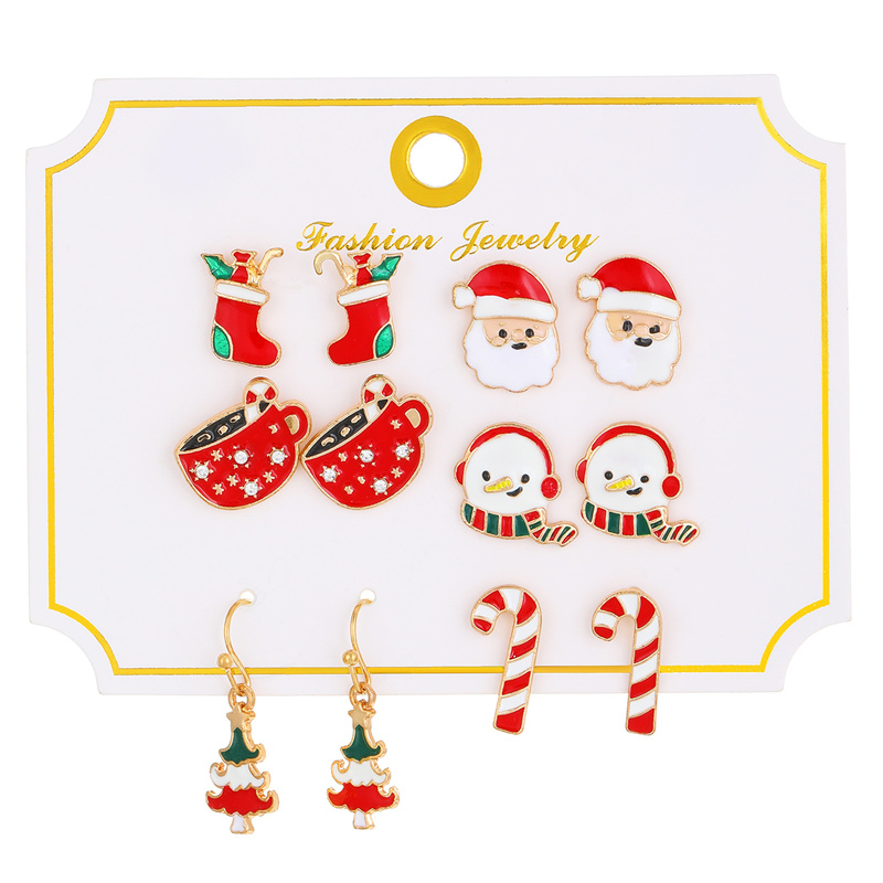 Cartoon Style Cute Classic Style Christmas Tree Santa Claus Bell Alloy Stoving Varnish Plating Inlay Rhinestones Zircon 18k Gold Plated Silver Plated Christmas Women's Jewelry Set display picture 11