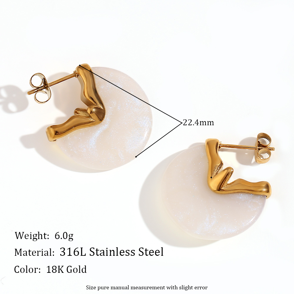 1 Pair Elegant Retro Lady Geometric Plating Stainless Steel 18k Gold Plated Ear Studs display picture 2