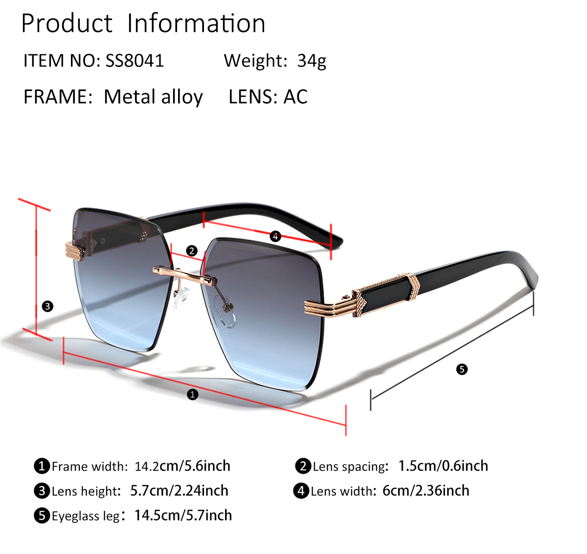 Streetwear Solid Color Ac Square Frameless Glasses display picture 2