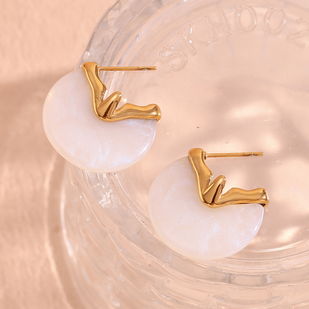 1 Pair Elegant Retro Lady Geometric Plating Stainless Steel 18k Gold Plated Ear Studs display picture 8