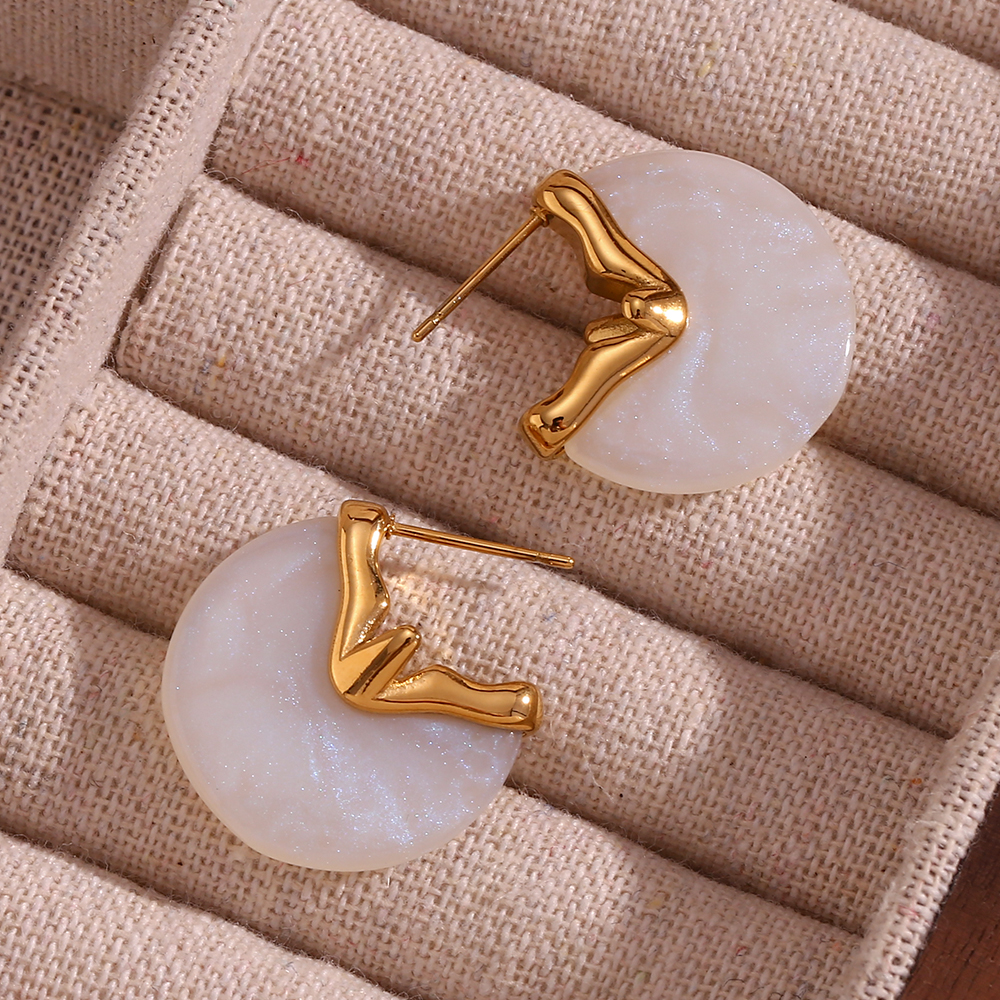 1 Pair Elegant Retro Lady Geometric Plating Stainless Steel 18k Gold Plated Ear Studs display picture 12
