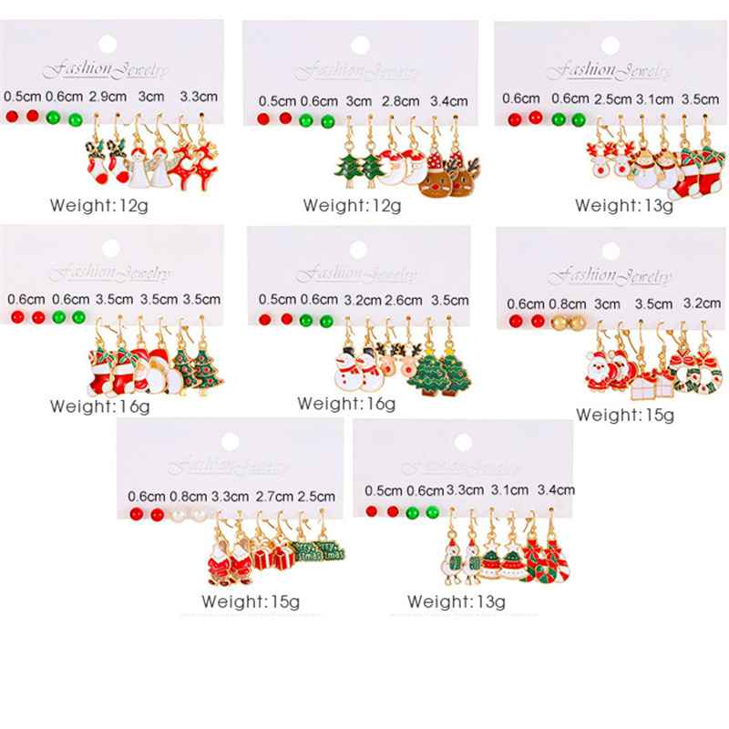 Cartoon Style Cute Classic Style Christmas Tree Santa Claus Bell Alloy Stoving Varnish Plating Inlay Rhinestones Zircon 18k Gold Plated Silver Plated Christmas Women's Jewelry Set display picture 4
