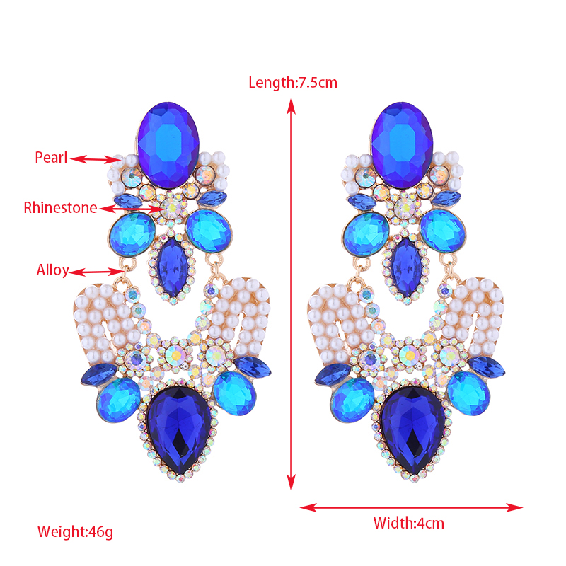 1 Pair Elegant Luxurious Water Droplets Plating Inlay Alloy Rhinestones Pearl Gold Plated Drop Earrings display picture 1