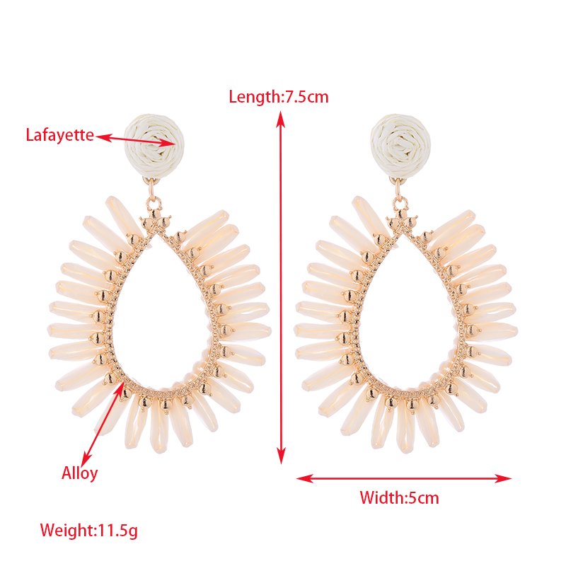 1 Pair Retro Roman Style Round Oval Beaded Braid Alloy Raffia Drop Earrings display picture 1