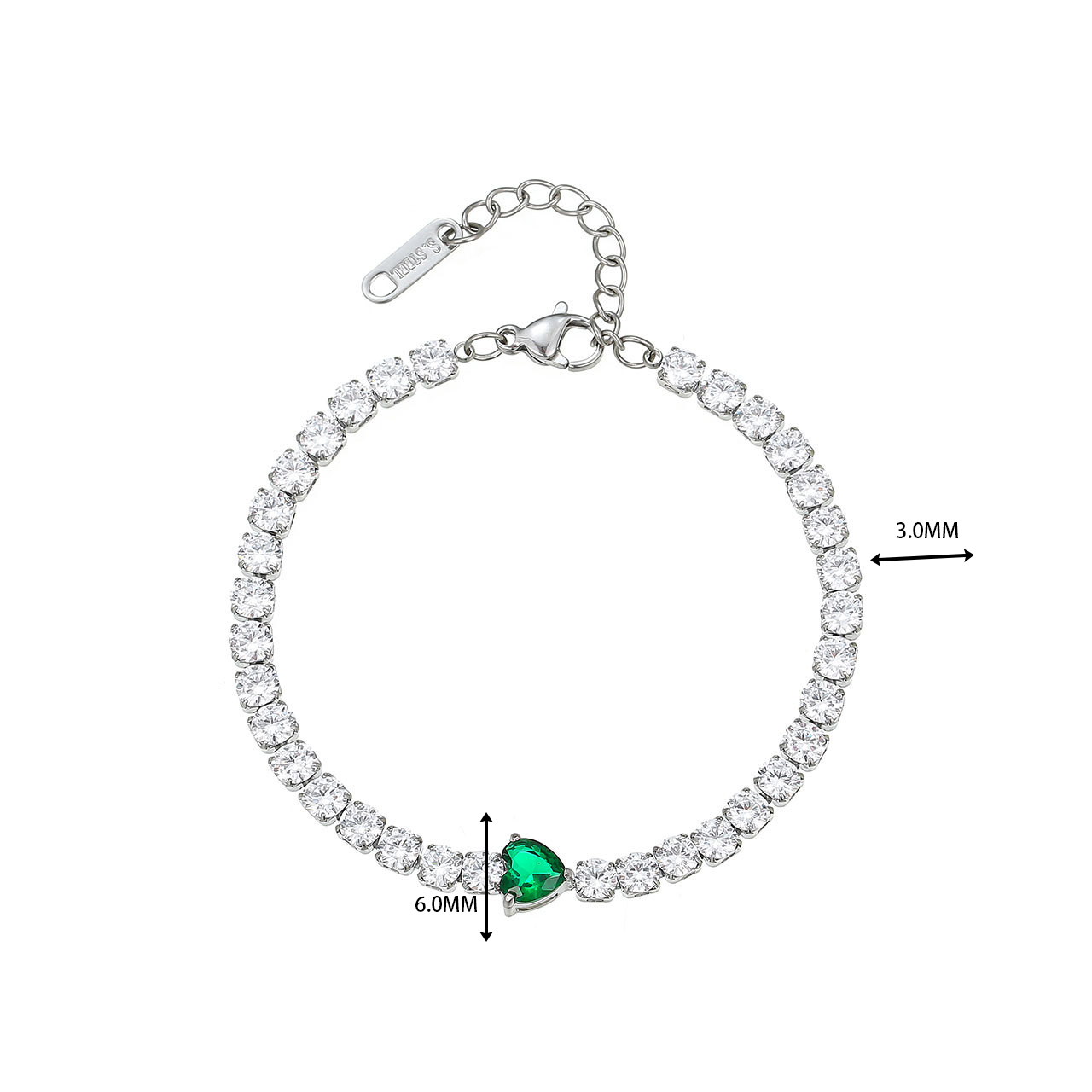 Elegante Estilo Simple Triángulo Gotitas De Agua Forma De Corazón Acero Inoxidable Enchapado Embutido Circón Pulsera display picture 1