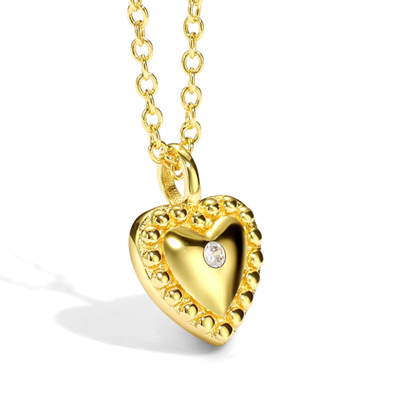 Princess Sweet Heart Shape Copper 18k Gold Plated Shell Zircon Pendant Necklace In Bulk display picture 4