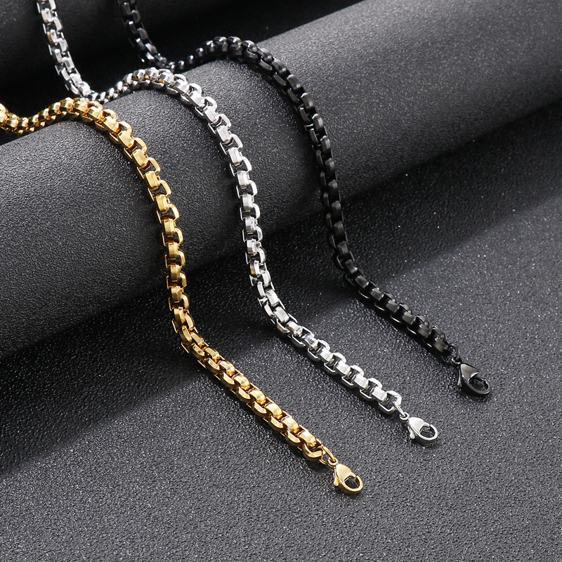 Titanium Steel 18K Gold Plated Hip-Hop Retro Chain Solid Color Necklace display picture 3