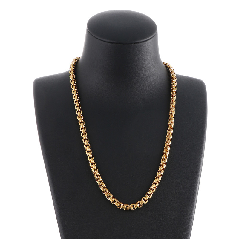 Titanium Steel 18K Gold Plated Hip-Hop Retro Chain Solid Color Necklace display picture 6