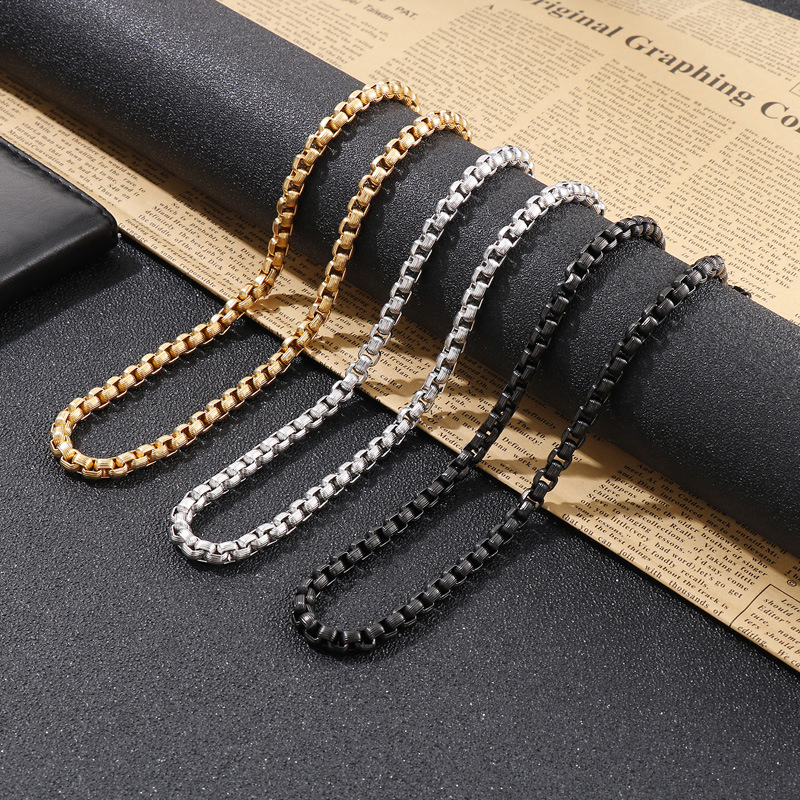 Hip-Hop Punk Geometric Titanium Steel Metal Chain 18K Gold Plated Men's Bracelets Necklace display picture 1