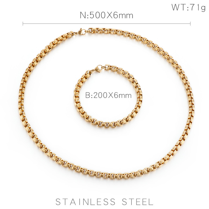 Hip-Hop Punk Geometric Titanium Steel Metal Chain 18K Gold Plated Men's Bracelets Necklace display picture 2