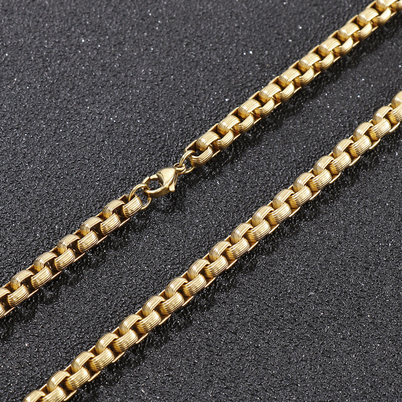 Hip-Hop Punk Geometric Titanium Steel Metal Chain 18K Gold Plated Men's Bracelets Necklace display picture 4