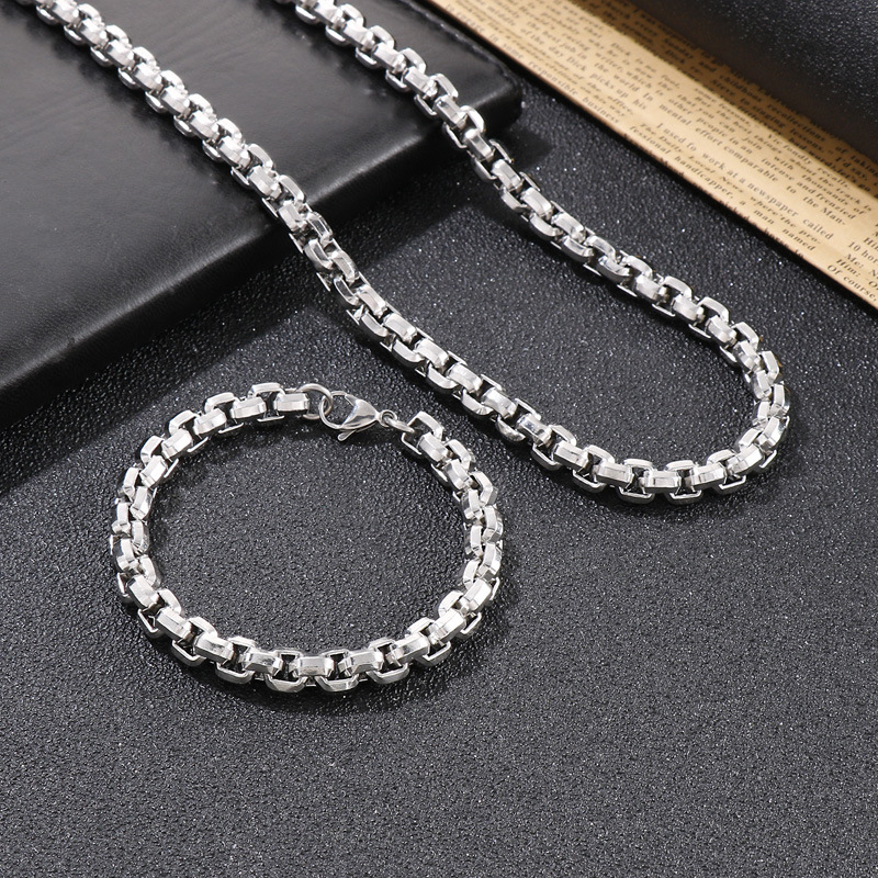 Hip-hop Punk Geometric Titanium Steel Chain Men's Bracelets Necklace display picture 1