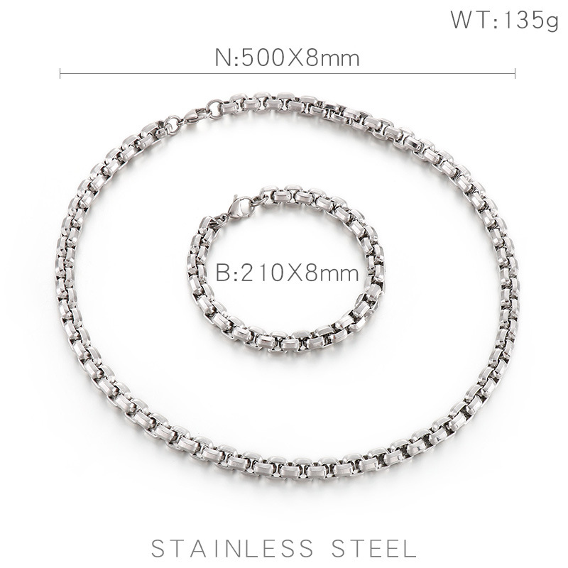 Hip-hop Punk Geometric Titanium Steel Chain Men's Bracelets Necklace display picture 2