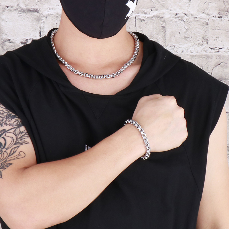 Hip-hop Punk Geometric Titanium Steel Chain Men's Bracelets Necklace display picture 5
