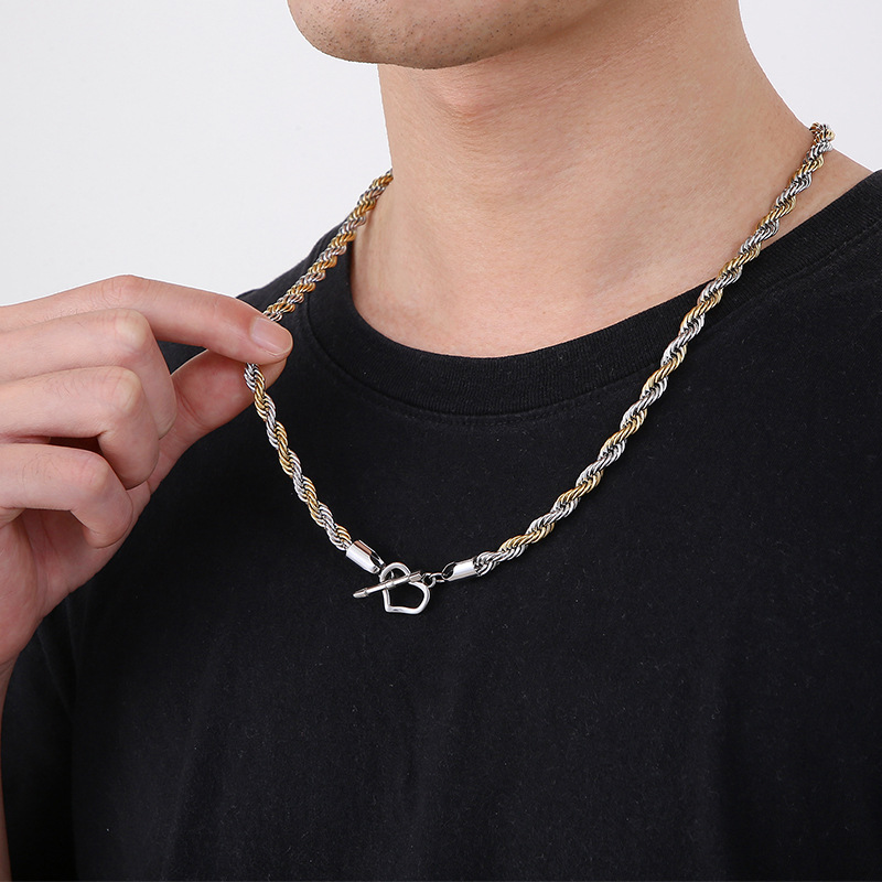 Basic Rock Streetwear Geometric Titanium Steel Plating Men's Bracelets Necklace display picture 3