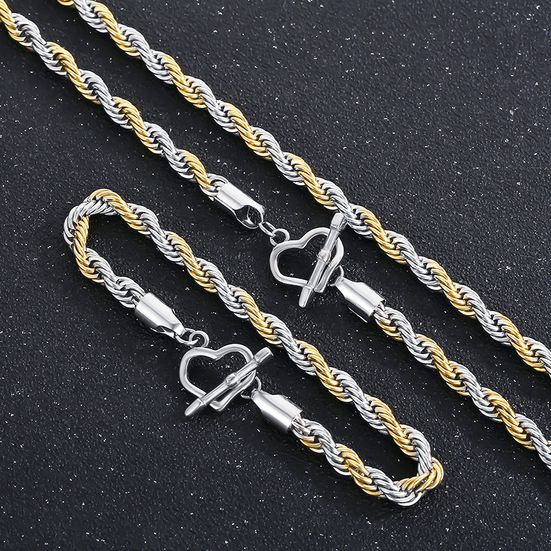 Basic Rock Streetwear Geometric Titanium Steel Plating Men's Bracelets Necklace display picture 4