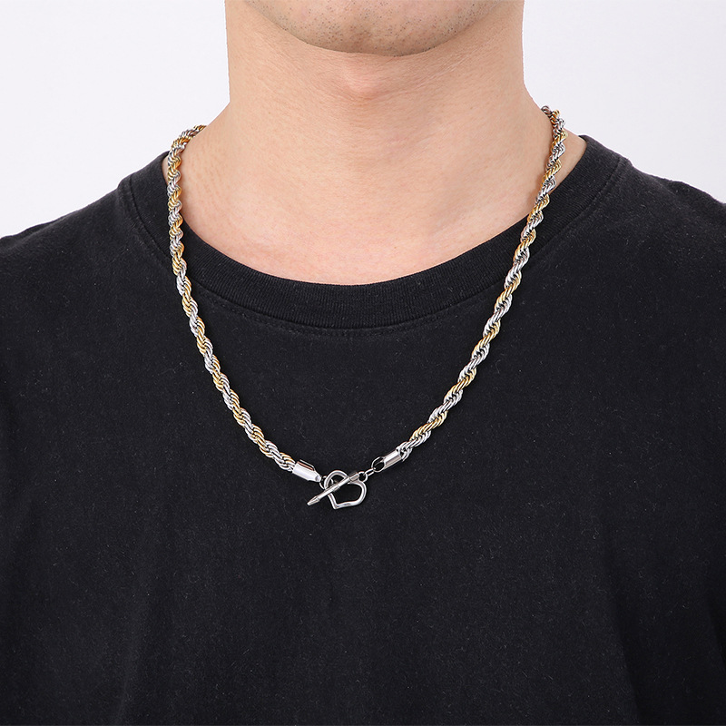 Basic Rock Streetwear Geometric Titanium Steel Plating Men's Bracelets Necklace display picture 10
