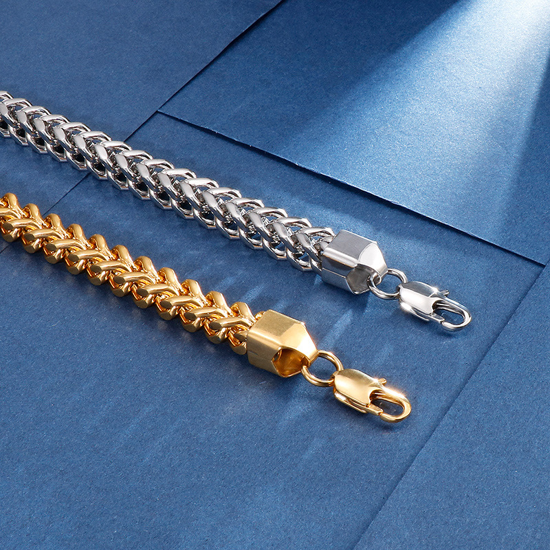 Basic Geometrisch Einfarbig Titan Stahl Überzug Kette 18 Karat Vergoldet Männer Halskette display picture 1