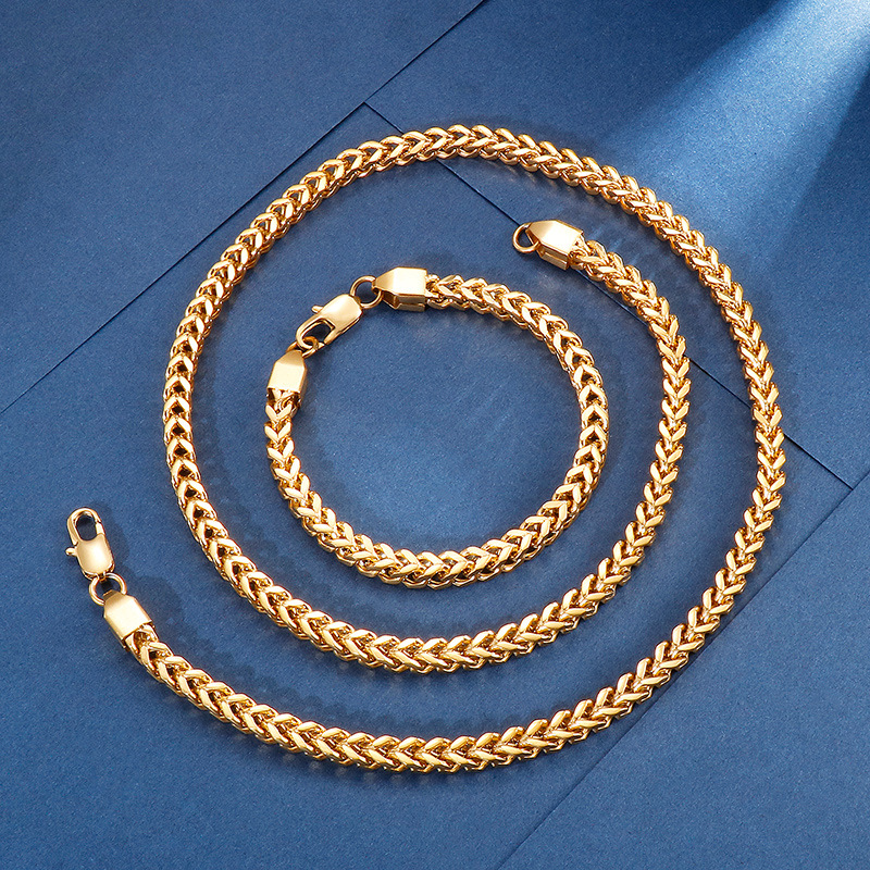Basic Geometrisch Einfarbig Titan Stahl Überzug Kette 18 Karat Vergoldet Männer Halskette display picture 4