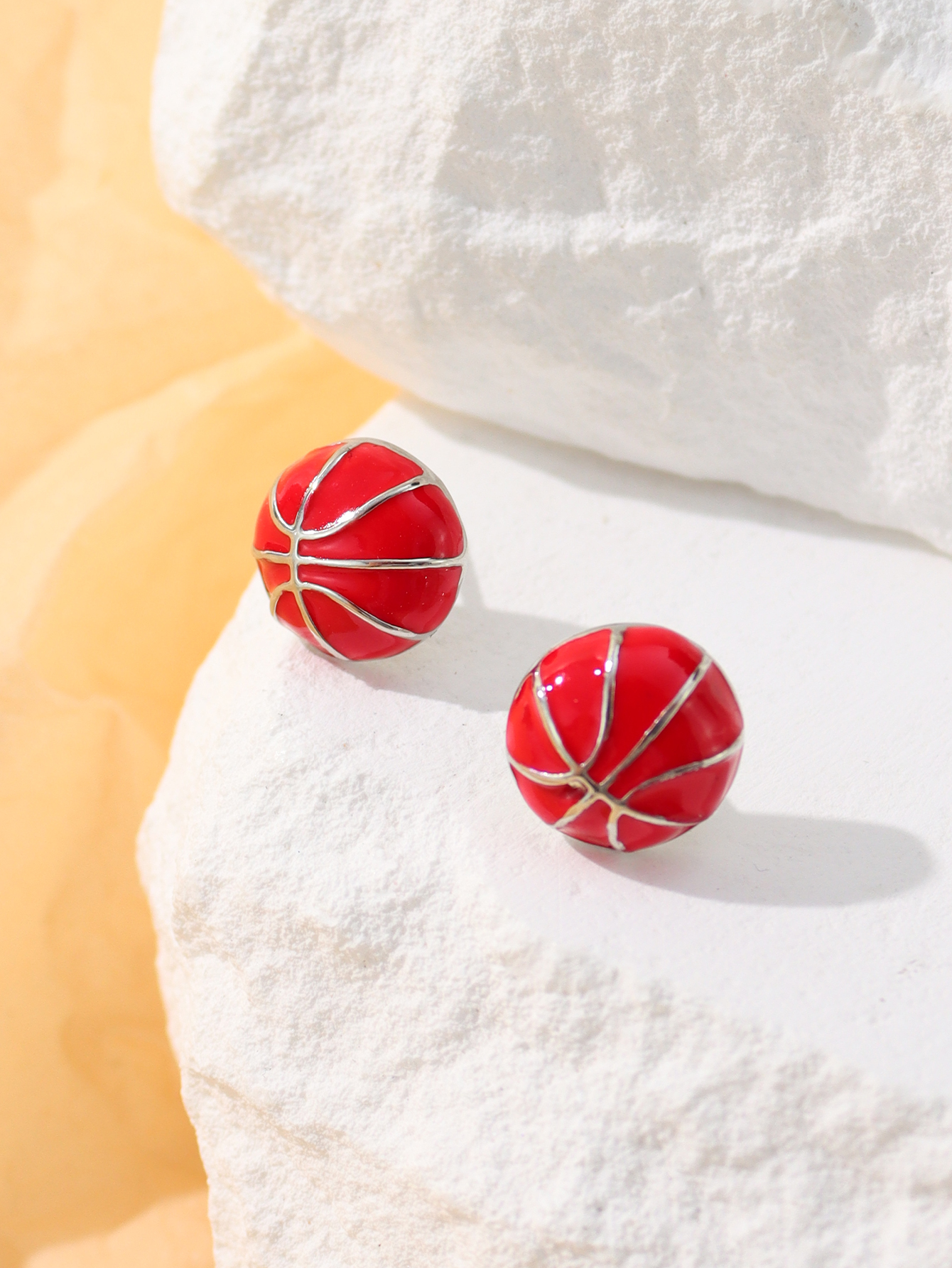 1 Pair Simple Style Sports Basketball Football Painted Epoxy Plating Alloy 14k Gold Plated Ear Studs display picture 26