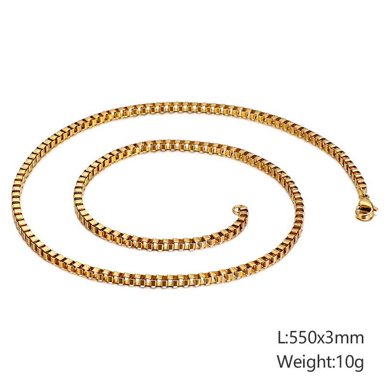 Basic Solid Color Titanium Steel Chain 18K Gold Plated Men's Necklace display picture 2