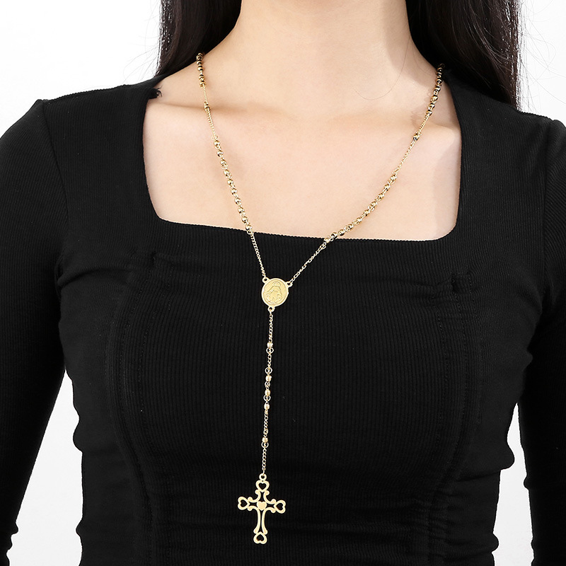 Titanium Steel 18K Gold Plated Simple Style Classic Style Commute Plating Cross Pendant Necklace display picture 4