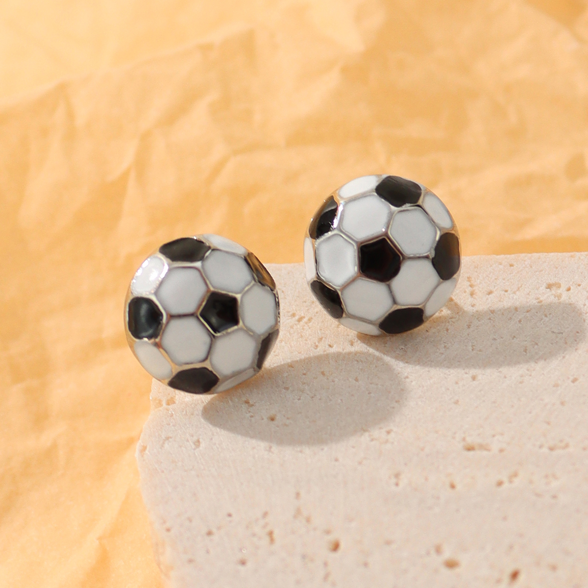 1 Pair Simple Style Sports Basketball Football Painted Epoxy Plating Alloy 14k Gold Plated Ear Studs display picture 17