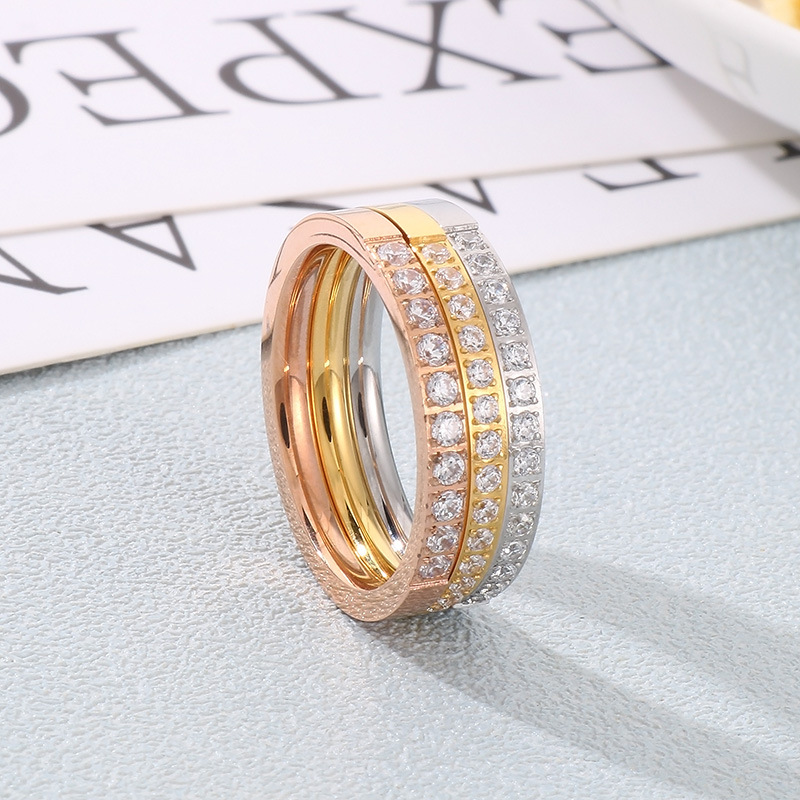Titanium Steel 18K Gold Plated Simple Style Classic Style Inlay Solid Color Zircon Rings display picture 3