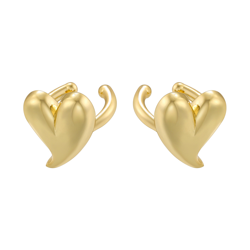 1 Pair Casual Elegant Simple Style Heart Shape Twist Plating Inlay Copper Zircon 18k Gold Plated Ear Cuffs display picture 2