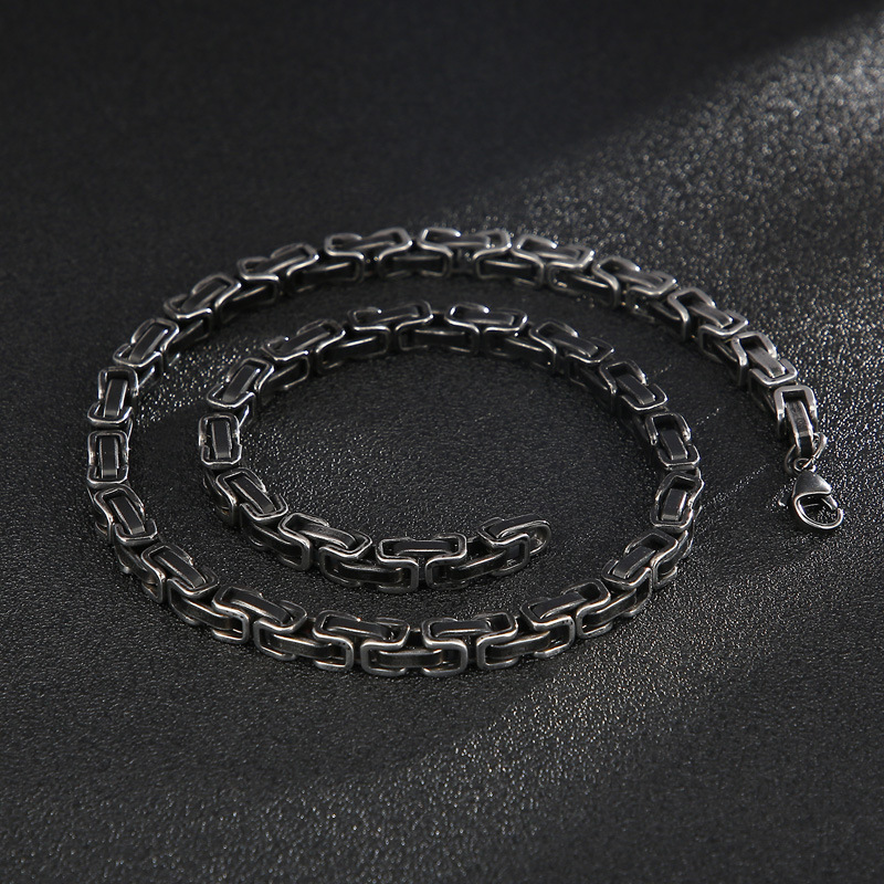 Hip-Hop Retro Solid Color Titanium Steel Chain Men's Necklace display picture 4