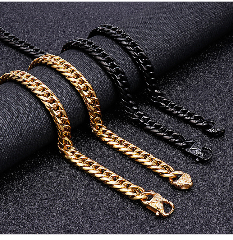 Stainless Steel 18K Gold Plated Hip-Hop Retro Plating Chain Solid Color Bracelets Necklace display picture 1