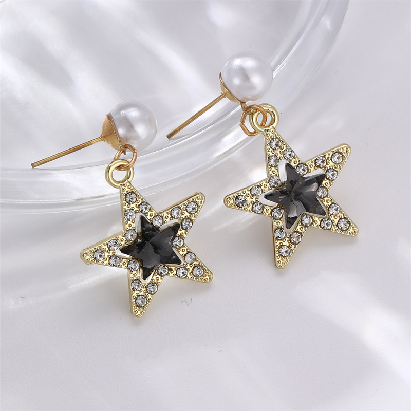 1 Pair Elegant Cute Star Heart Shape Inlay Alloy Rhinestones Drop Earrings display picture 3