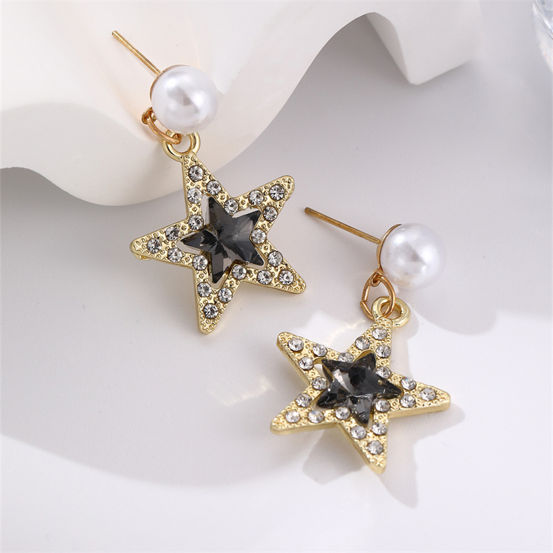 1 Pair Elegant Cute Star Heart Shape Inlay Alloy Rhinestones Drop Earrings display picture 5