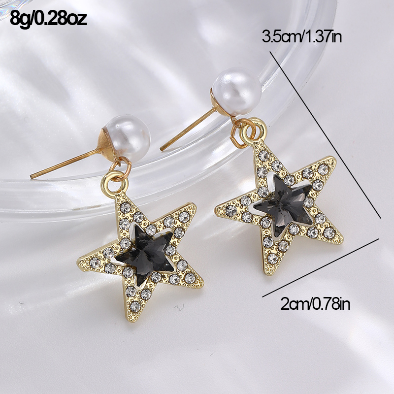 1 Pair Elegant Cute Star Heart Shape Inlay Alloy Rhinestones Drop Earrings display picture 6