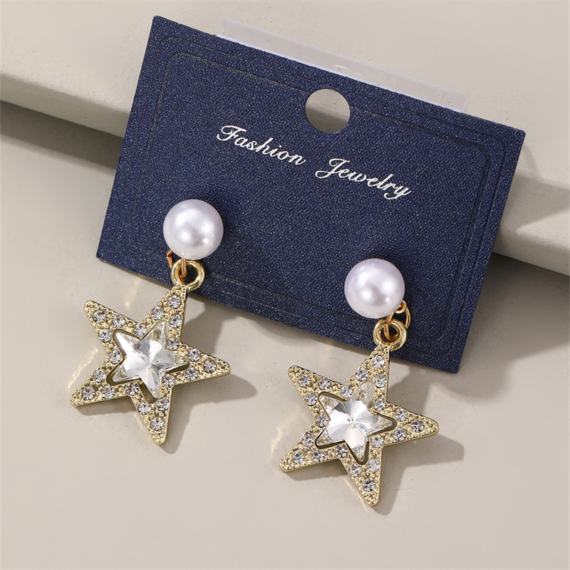 1 Pair Elegant Cute Star Heart Shape Inlay Alloy Rhinestones Drop Earrings display picture 8