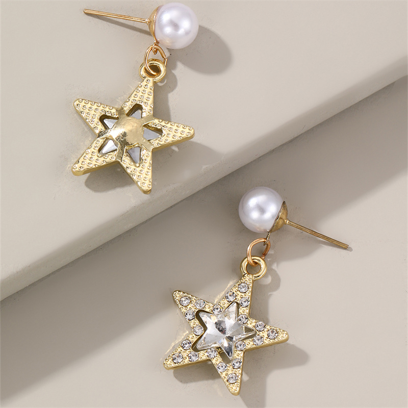 1 Pair Elegant Cute Star Heart Shape Inlay Alloy Rhinestones Drop Earrings display picture 10