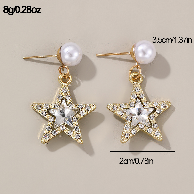 1 Pair Elegant Cute Star Heart Shape Inlay Alloy Rhinestones Drop Earrings display picture 12