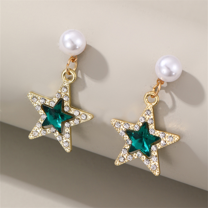 1 Pair Elegant Cute Star Heart Shape Inlay Alloy Rhinestones Drop Earrings display picture 15