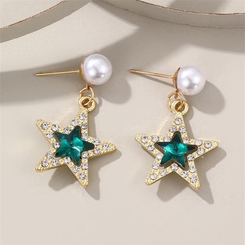 1 Pair Elegant Cute Star Heart Shape Inlay Alloy Rhinestones Drop Earrings display picture 17