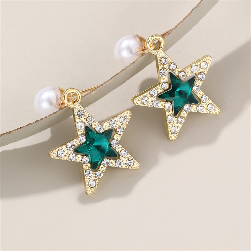 1 Pair Elegant Cute Star Heart Shape Inlay Alloy Rhinestones Drop Earrings display picture 16