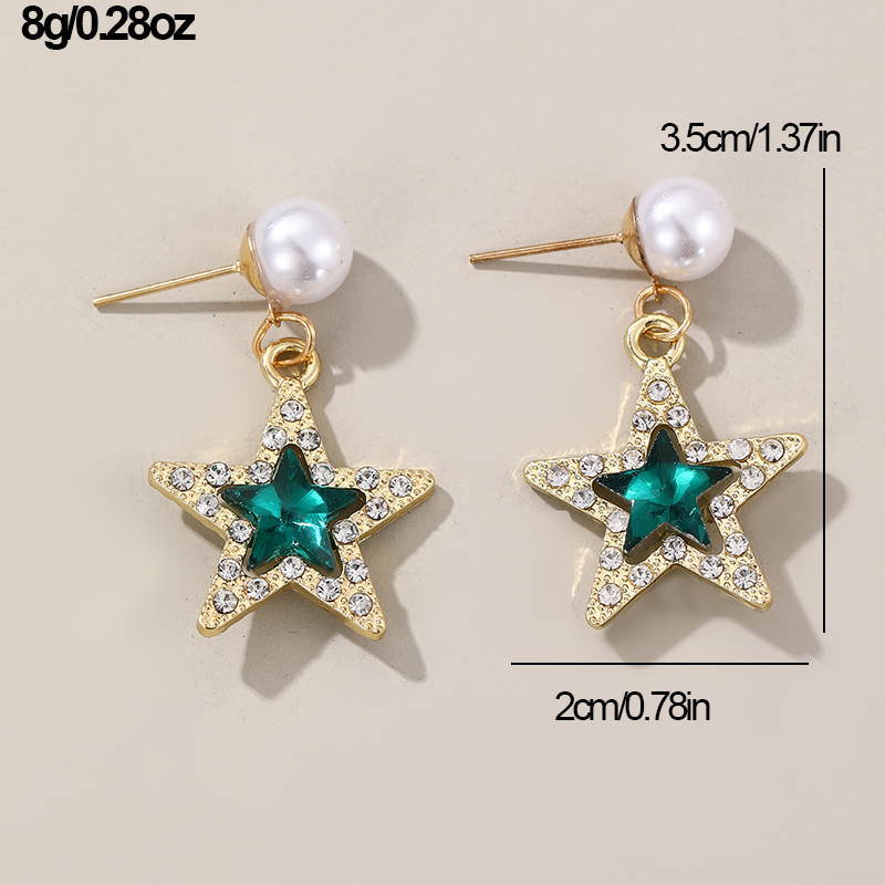 1 Pair Elegant Cute Star Heart Shape Inlay Alloy Rhinestones Drop Earrings display picture 18